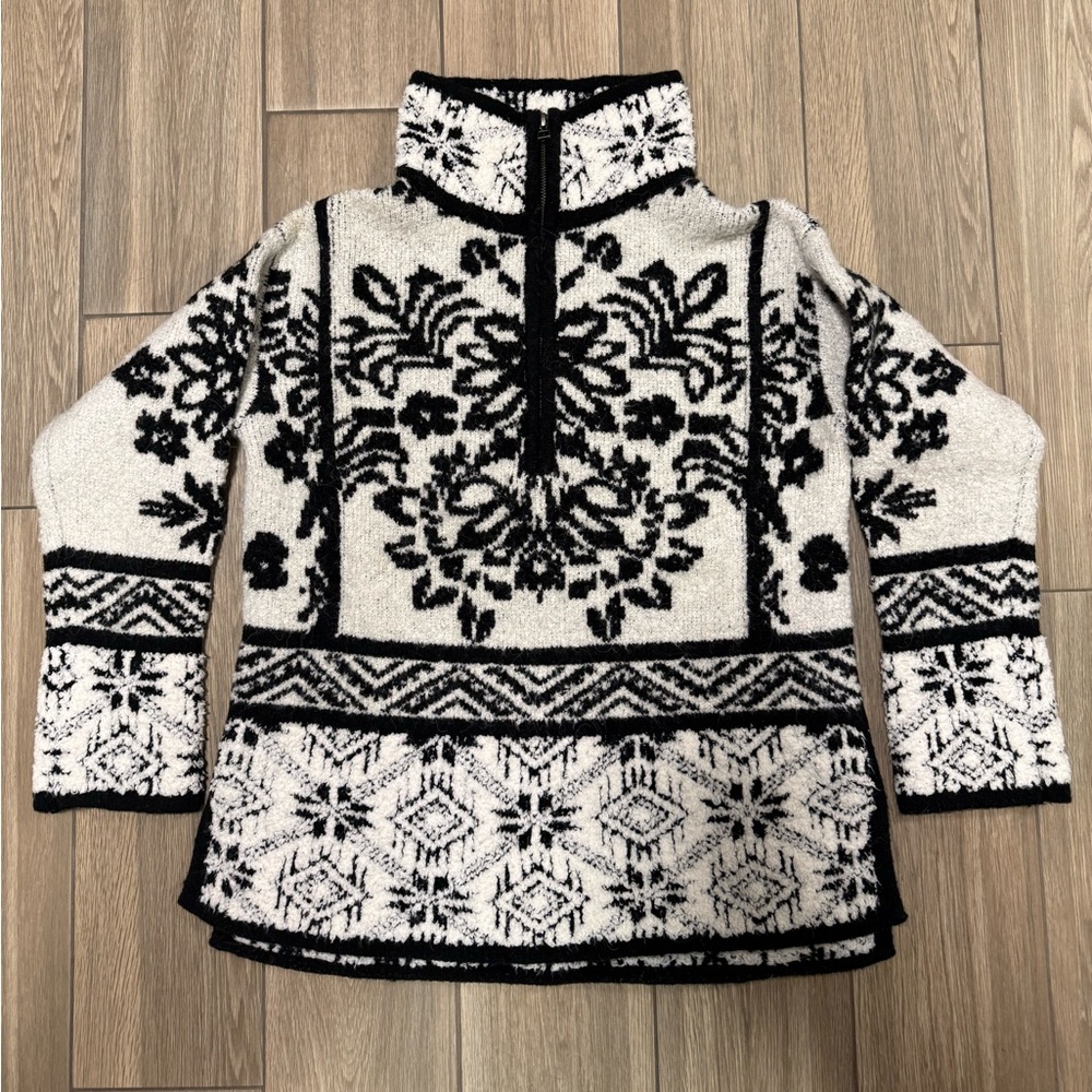 Anthropologie Maeve Wool Blend 1/4 Zip Pullover